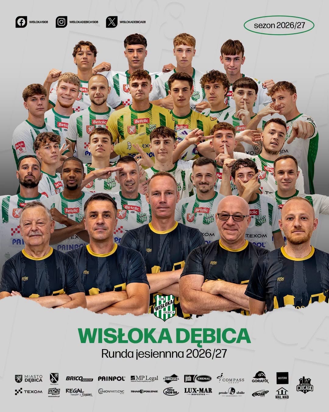 Kadra KS Wisłoka Dębica sezon 2026/27 — Mateusz Kwaśny jako fizjoterapeut klubu